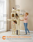 Cat Tree – Engineered Wood – Sand Beige – Multi-Level with 5 Scratching Posts and 2 Caves