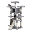 Large Cat Tower – Engineered Wood – Smoky Grey – 3 Viewing Perches, 2 Cuddly Caves