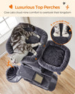 Large Cat Tower – Engineered Wood – Light Grey – 13 Scratching Posts