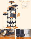 Large Cat Tower – Engineered Wood – Light Grey – 13 Scratching Posts
