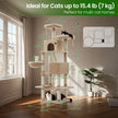 Large Cat Tree – Engineered Wood – Smoky Gray/Light Gray/Beige/Ink Black/Cream White – 13 Scratching Posts, 2 Perches, Hammock