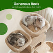 Large Cat Tree – Engineered Wood – Smoky Gray/Light Gray/Beige/Ink Black/Cream White – 13 Scratching Posts, 2 Perches, Hammock