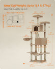 Cat Tower – Engineered Wood – Camel Brown – 13 Scratching Posts, 206 cm Tall