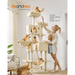 Cat Tree – Engineered Wood – Light Grey – 206 cm with 13 Scratching Posts
