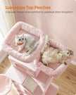 Large Multi-Level Cat Tree – Wood and Fabric – Jelly Pink – 206 cm Tall with 13 Scratching Posts