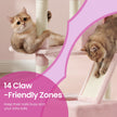 Large Cat Tree – Engineered Wood – Smoky Gray/Light Gray/Beige/Ink Black/Cream White – 13 Scratching Posts, 2 Perches, Hammock