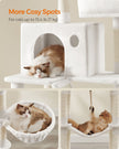 Large Multi-Level Cat Tree – Plywood – Cream White – 13 Scratching Posts
