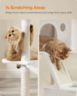 Large Multi-Level Cat Tree – Plywood – Cream White – 13 Scratching Posts