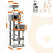 Tall Cat Tree Condo – Engineered Wood and Soft Fabric – Light Grey – Multi-Level Design with Scratching Posts