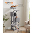 Cat Tree – Engineered Wood – Light Grey – 155 cm with Scratching Posts