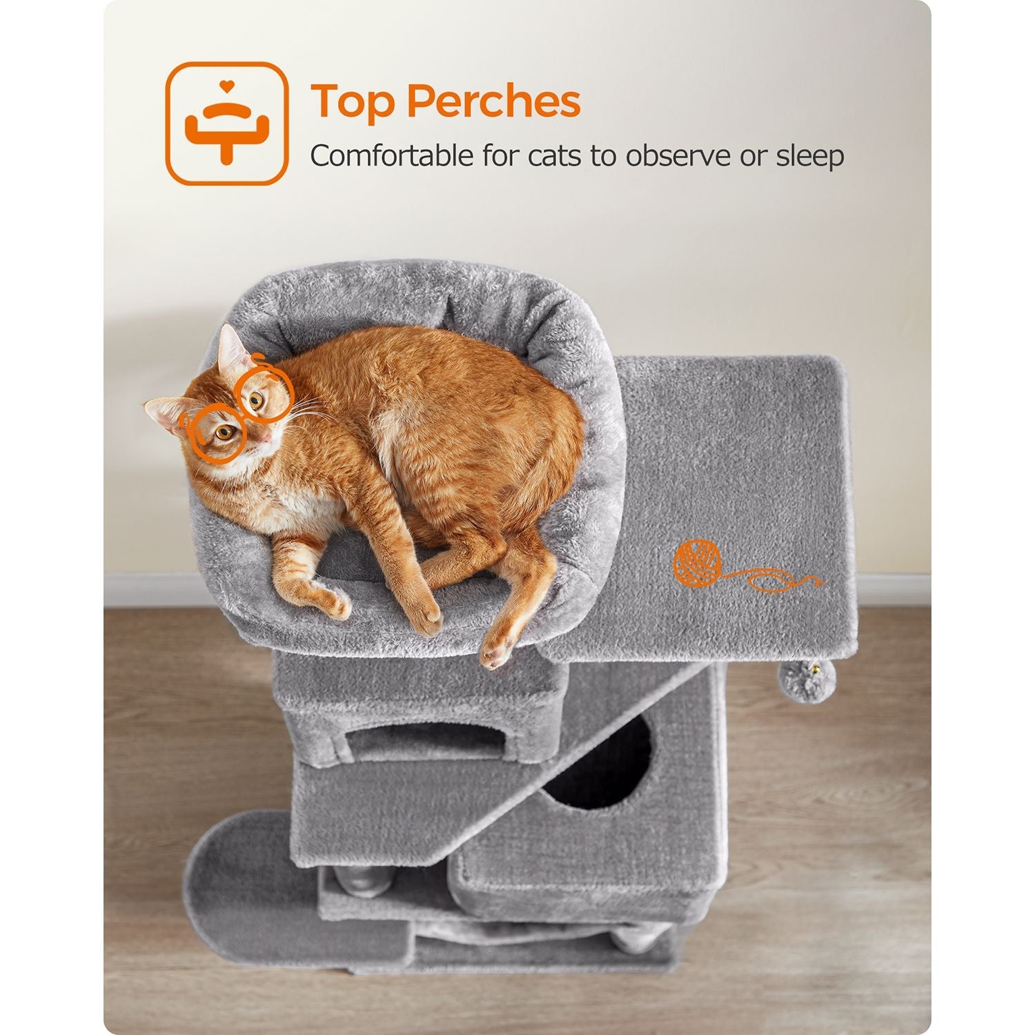 Cat Tree – Engineered Wood – Light Grey – 155 cm with Scratching Posts