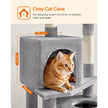 Cat Tree – Engineered Wood – Light Grey – 155 cm with Scratching Posts