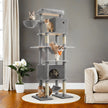 Cat Tower – Engineered Wood – Beige – Multi-Level with Scratching Posts and Hammocks
