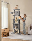 Cat Tree – Engineered Wood – Light Grey – XXL Large with Multi-Level Design and Scratching Posts