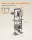 Cat Tree – Engineered Wood – Light Grey – XXL Large with Multi-Level Design and Scratching Posts