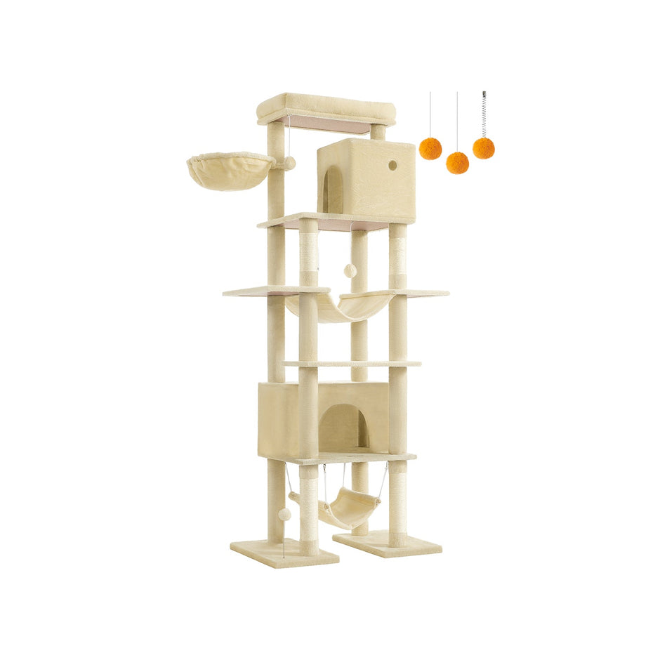 Cat Tree – Engineered Wood – Light Grey – XXL Large with Multi-Level Design and Scratching Posts