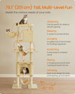 Cat Tree – Engineered Wood – Light Grey – XXL Large with Multi-Level Design and Scratching Posts