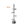Cat Tree – Engineered Wood – Light Grey – Height Adjustable Multi-Level Condo with Scratching Posts, Cave, Hammock, and Perch