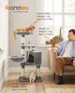 Cat Tower – Wood & Fabric – Light Grey – 110 cm Height for Indoor Cats