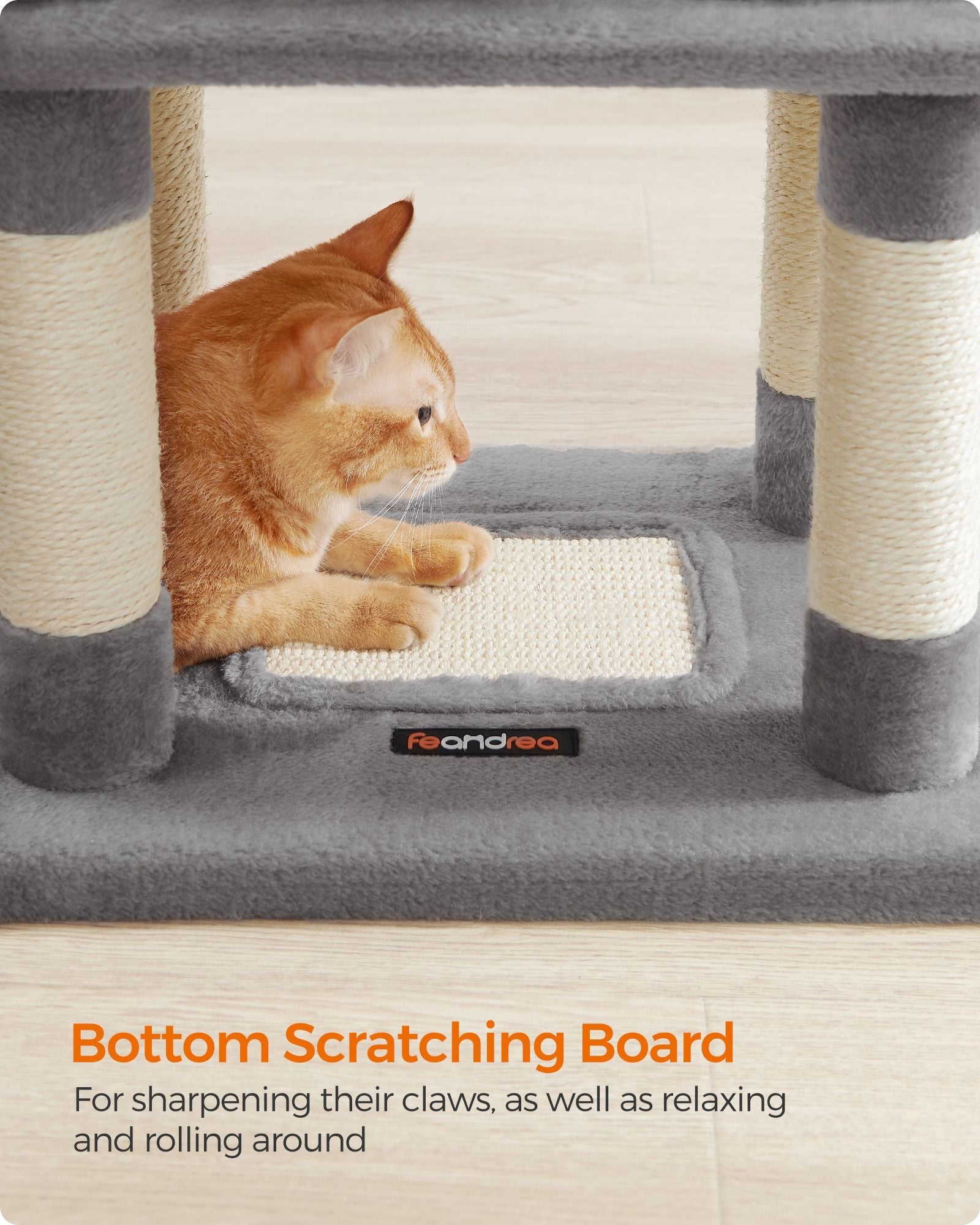 Cat Tower – Wood & Fabric – Light Grey – 110 cm Height for Indoor Cats