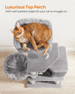 Cat Tower – Wood & Fabric – Light Grey – 110 cm Height for Indoor Cats