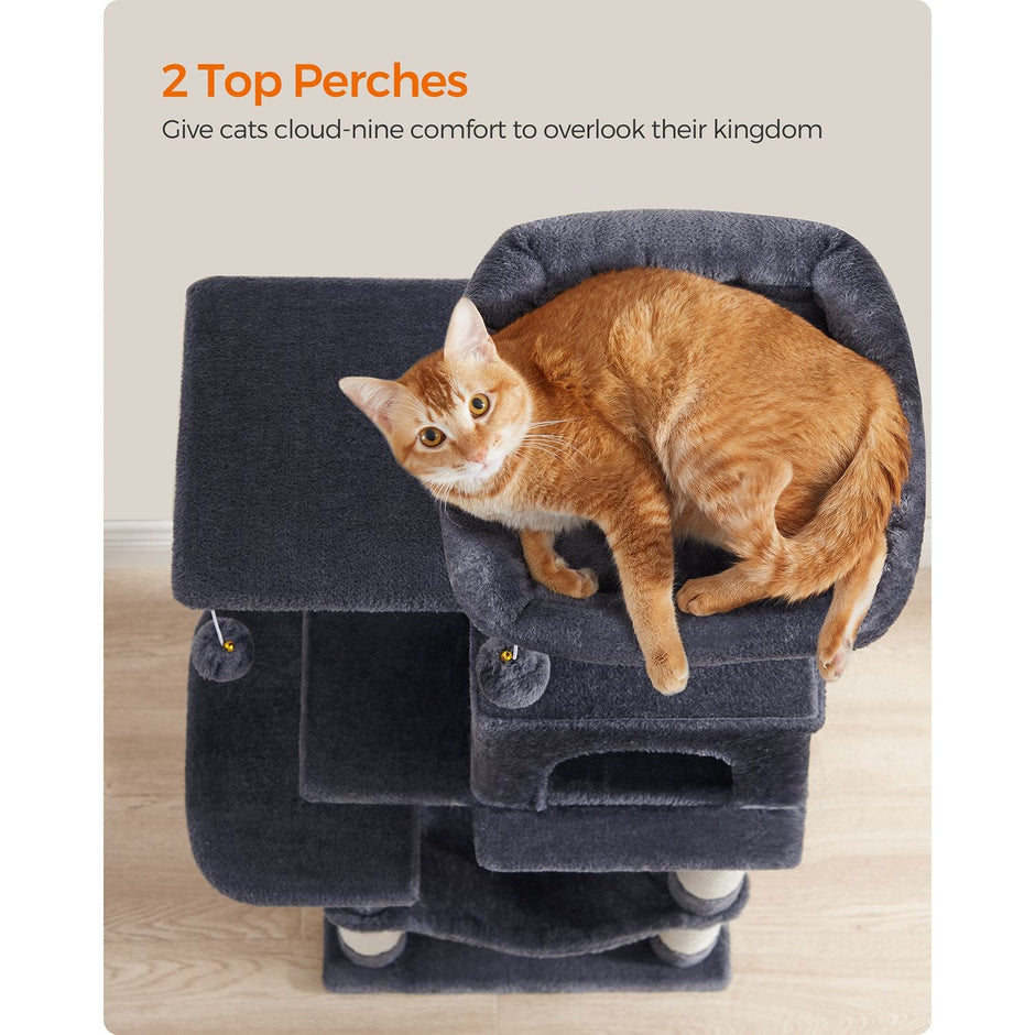 Cat Tree – Plywood – Smoky Grey – Includes Hammock