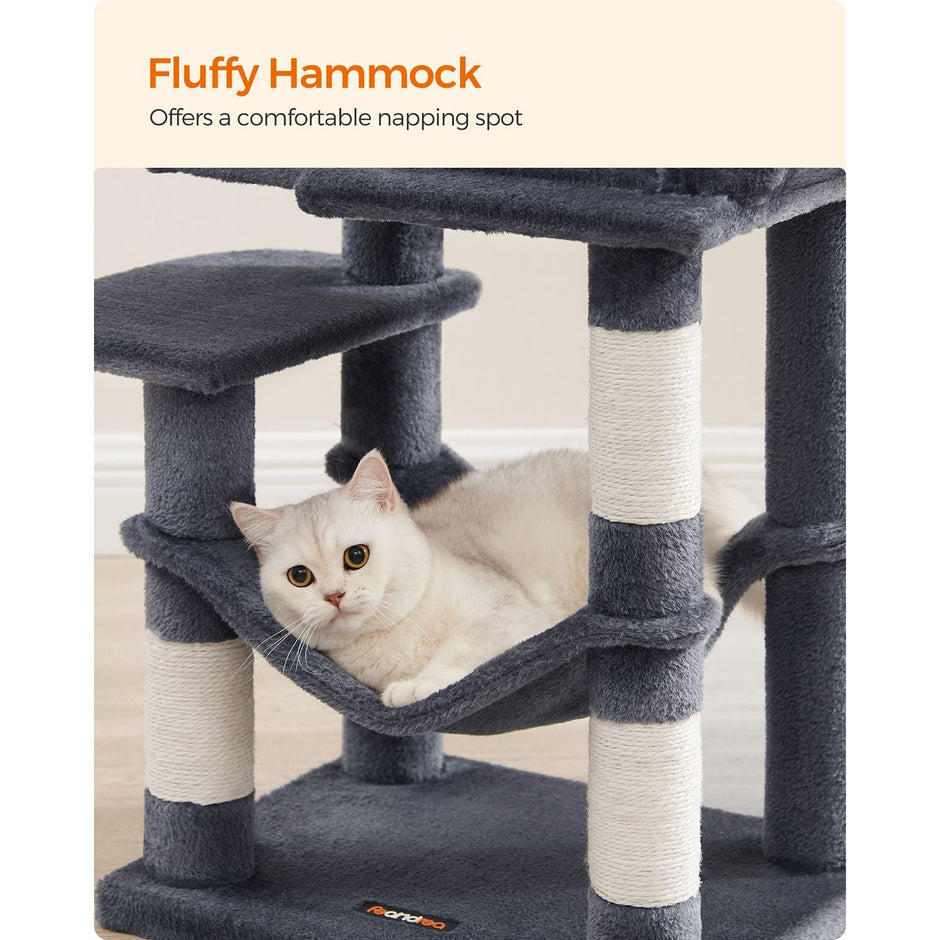 Cat Tree – Plywood – Smoky Grey – Includes Hammock