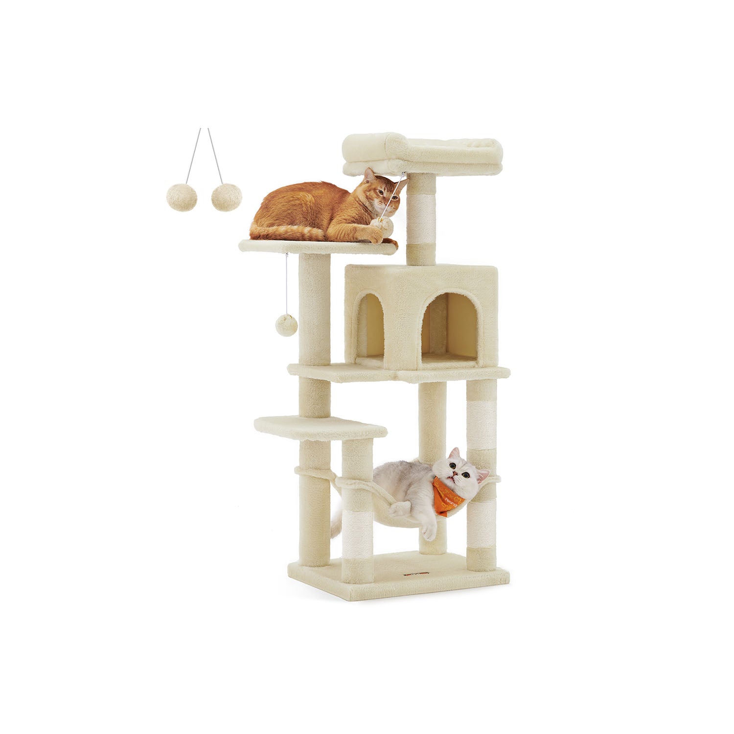 Cat Tower – Plywood – Light Grey – Multi-Level with Hammock