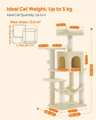 Cat Tower – Plywood – Light Grey – Multi-Level with Hammock