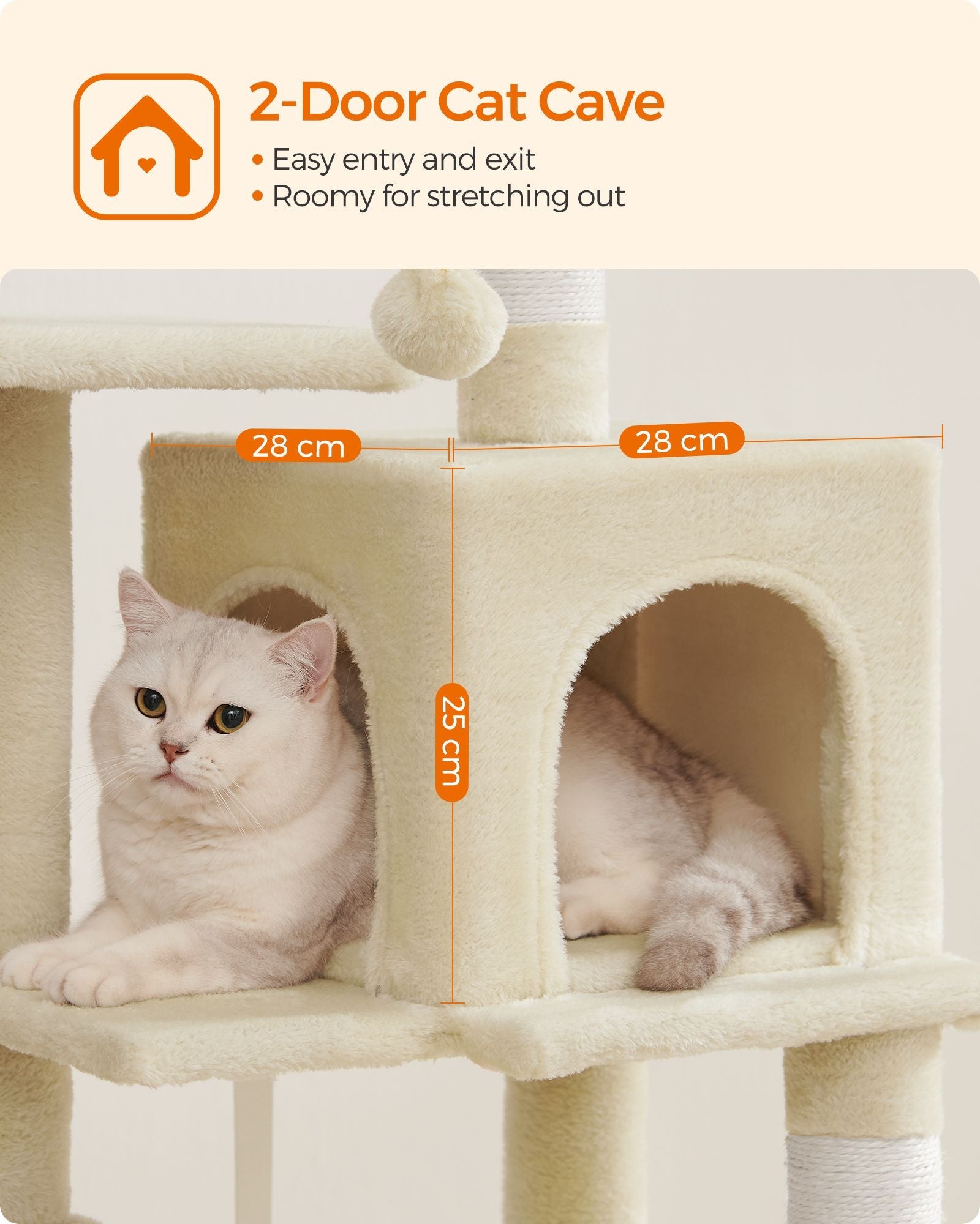 Cat Tower – Plywood – Light Grey – Multi-Level with Hammock