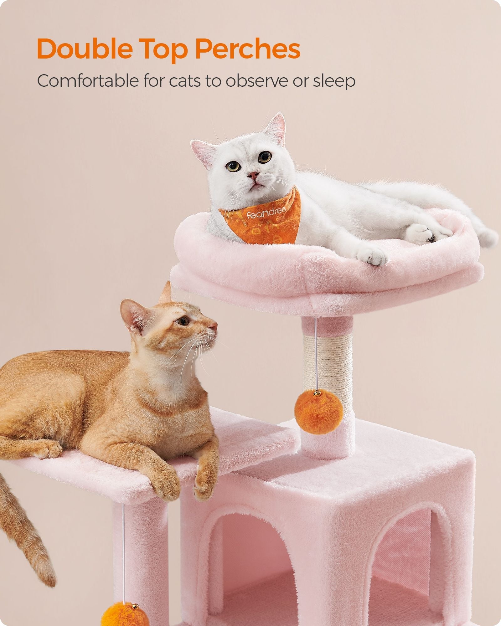 Cat Tree – Wood and Fabric – Light Grey – 112 cm with Hammock