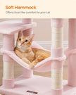 Cat Tree – Wood and Fabric – Light Grey – 112 cm with Hammock