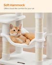 Cat Tree – Wood and Fabric – Light Grey – 112 cm with Hammock