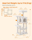 Cat Tree – Wood and Fabric – Light Grey – 112 cm with Hammock