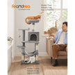Cat Tree – Engineered Wood – Light Grey – Featuring Hammock and Condo