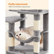 Cat Tree – Engineered Wood – Light Grey – Featuring Hammock and Condo