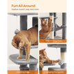 Cat Tree – Engineered Wood – Light Grey – Featuring Hammock and Condo