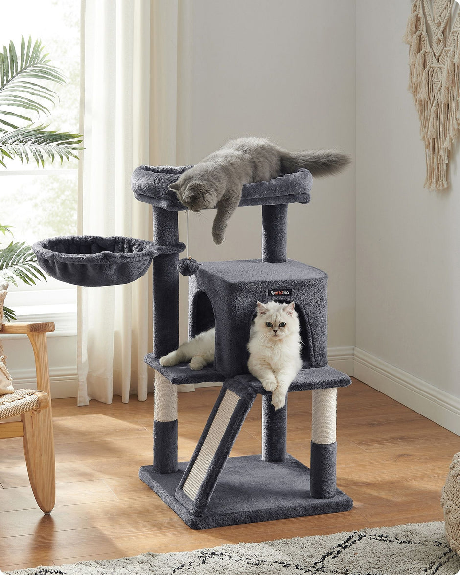 Cat Tree – PCT51W – Light Grey – Multiple Levels with Scratching Board