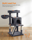 Cat Tree – PCT51W – Light Grey – Multiple Levels with Scratching Board