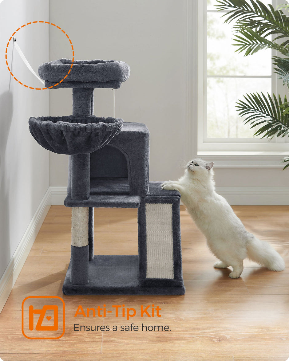 Cat Tree – PCT51W – Light Grey – Multiple Levels with Scratching Board