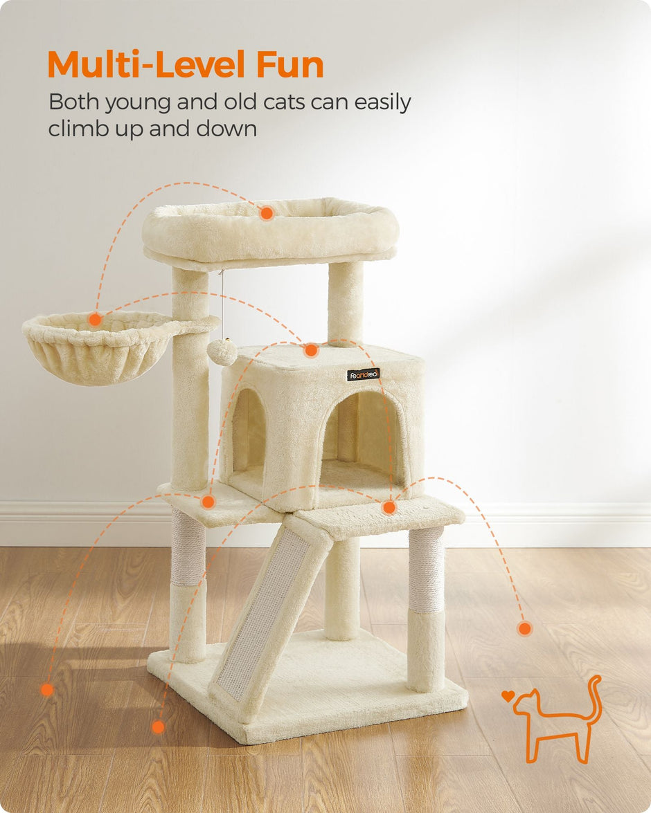 Cat Tree – PCT51W – Light Grey – Multi-Level with Scratching Board