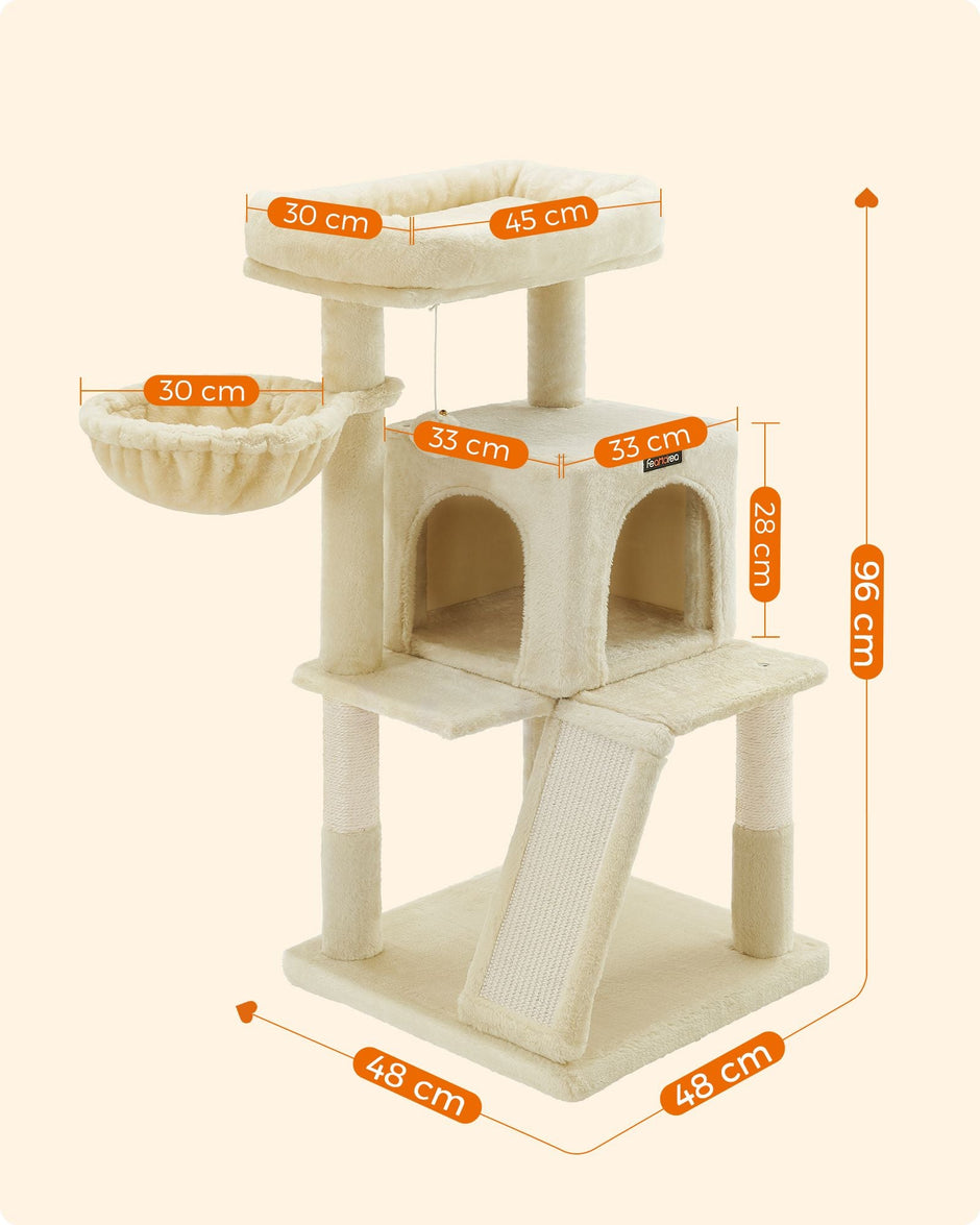 Cat Tree – PCT51W – Light Grey – Multi-Level with Scratching Board