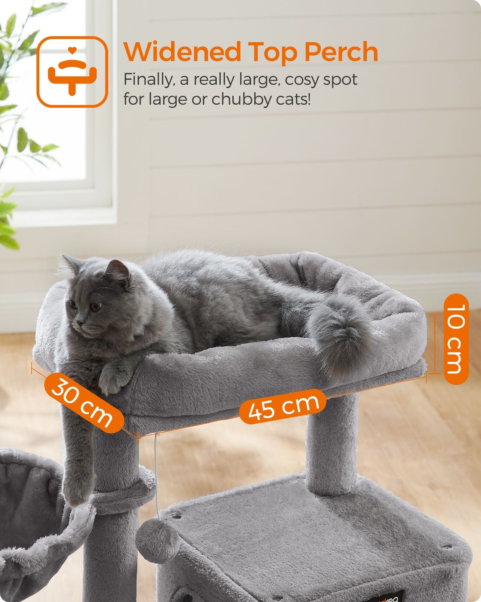 Cat Tree – Plywood and Plush – Light Grey – Multi-Level with Scratching Board