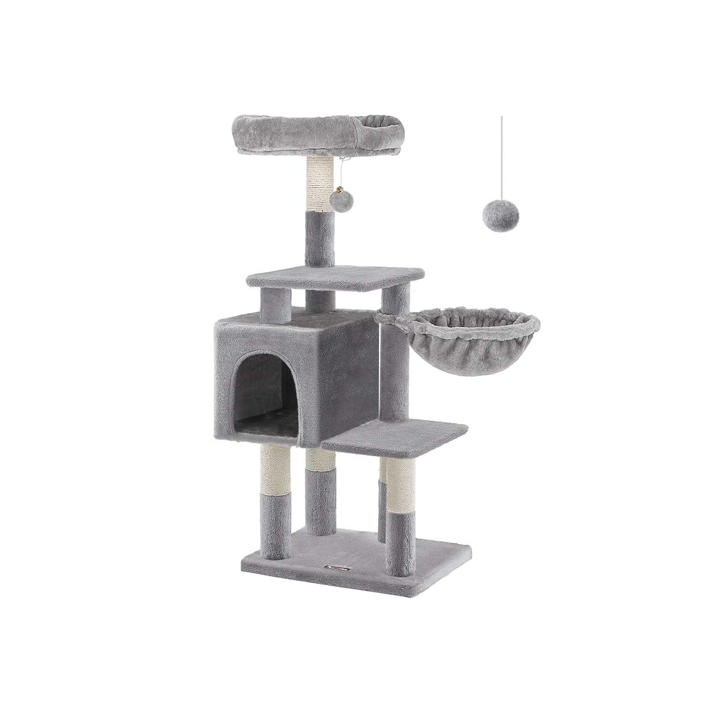 Cat Tree – Wood and Plush – Beige – Multilevel Design