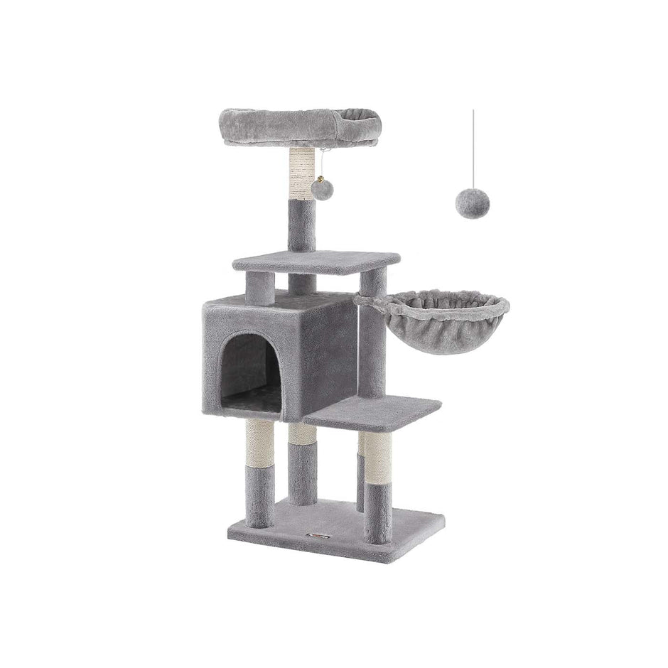 Cat Tree – Wood and Plush – Beige – Multilevel Design