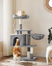 Cat Tree – Wood and Plush – Beige – Multilevel Design
