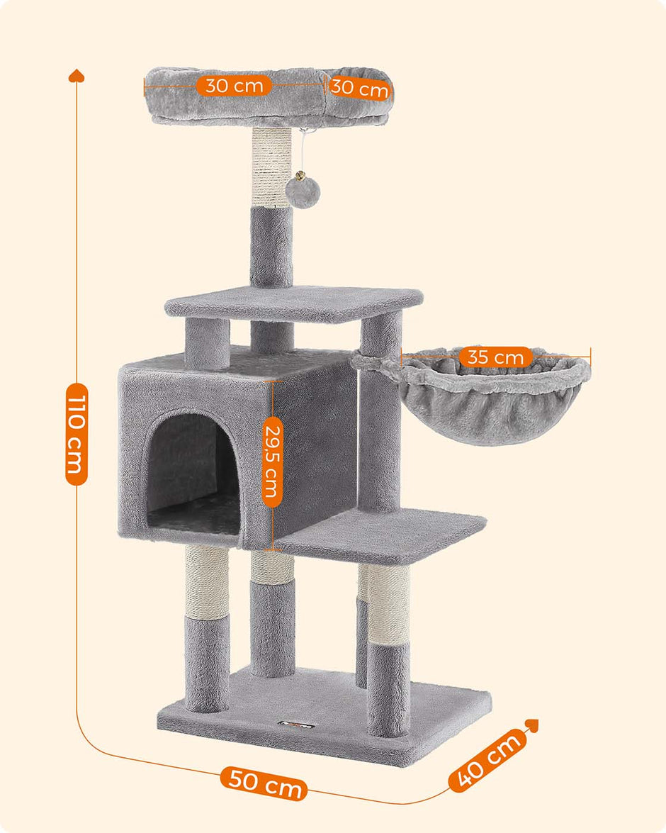 Cat Tree – Wood and Plush – Beige – Multilevel Design
