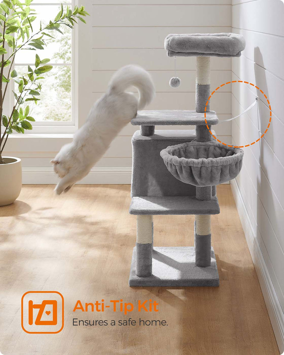 Cat Tree – Wood and Plush – Beige – Multilevel Design