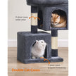 Cat Condo – Engineered Wood – Light Grey – Large Cat Perch with 2 Cat Caves and Scratching Post