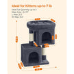 Cat Condo – Engineered Wood – Light Grey – Large Cat Perch with 2 Cat Caves and Scratching Post
